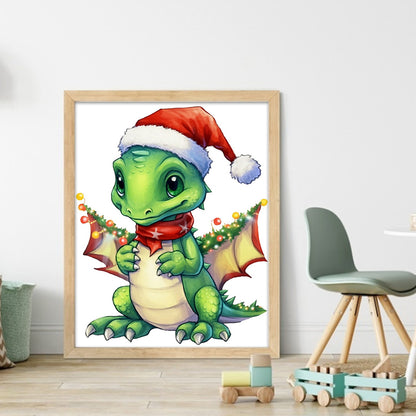 Christmas Cartoon Cute Pterosaur - 18CT Stamped Cross Stitch 20*25CM