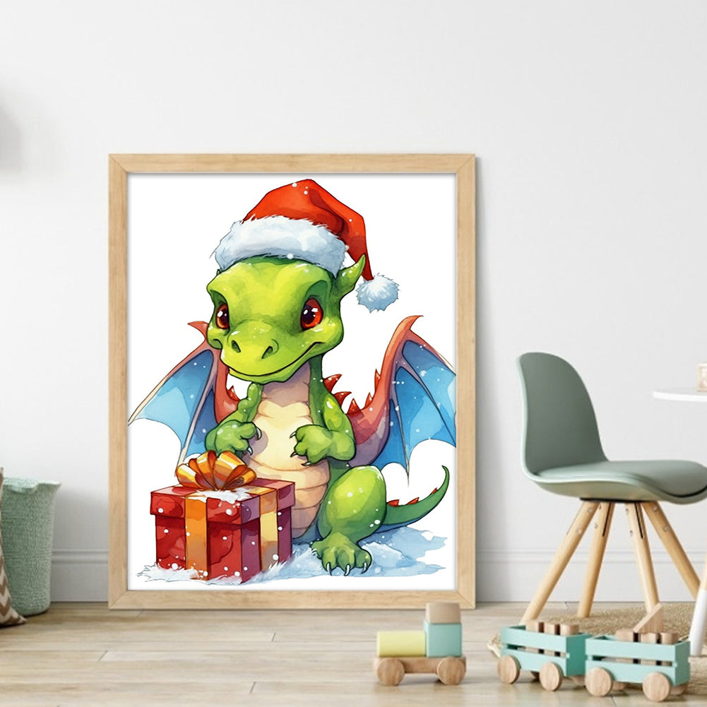 Christmas Cartoon Cute Pterosaur - 18CT Stamped Cross Stitch 20*25CM