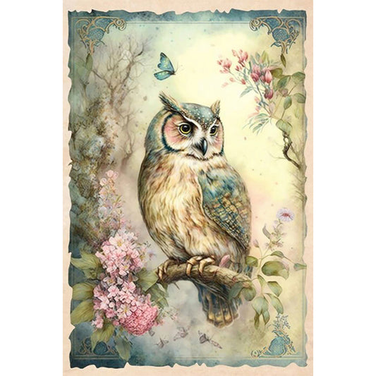 Owl On Tree - Full Round Drill Diamond Painting 40*60CM