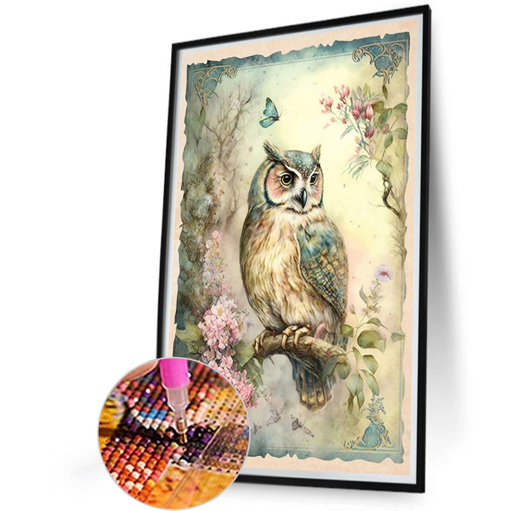 Owl On Tree - Full Round Drill Diamond Painting 40*60CM