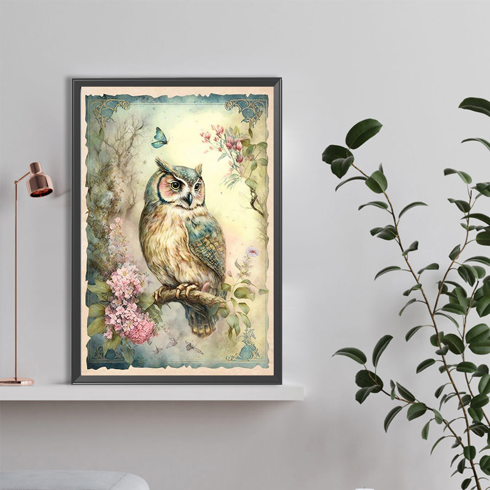 Owl On Tree - Full Round Drill Diamond Painting 40*60CM