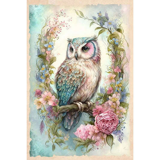 Owl On Branch - Full Round Drill Diamond Painting 40*60CM