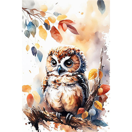 Watercolor Owl¡¤Left - Full Round Drill Diamond Painting 40*60CM