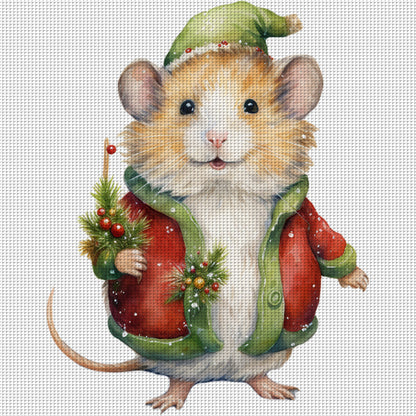 Christmas Mouse - 18CT Stamped Cross Stitch 25*25CM