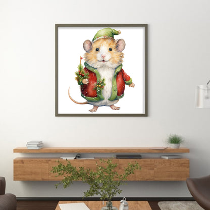 Christmas Mouse - 18CT Stamped Cross Stitch 25*25CM