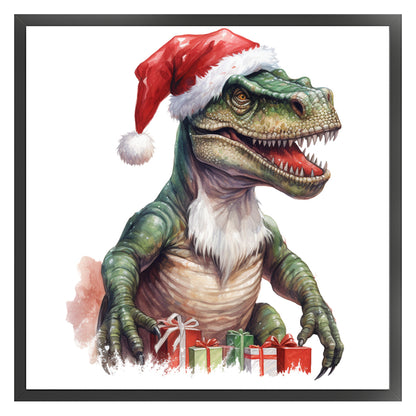 Christmas Dinosaur - 18CT Stamped Cross Stitch 25*25CM