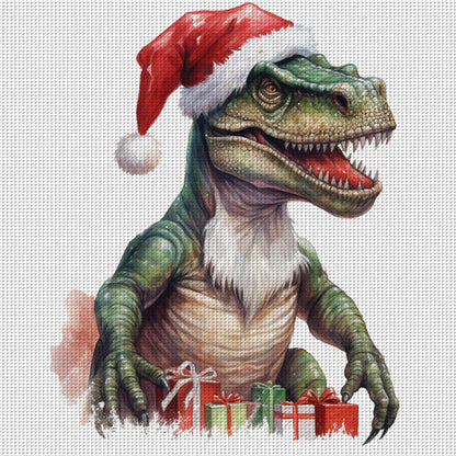 Christmas Dinosaur - 18CT Stamped Cross Stitch 25*25CM