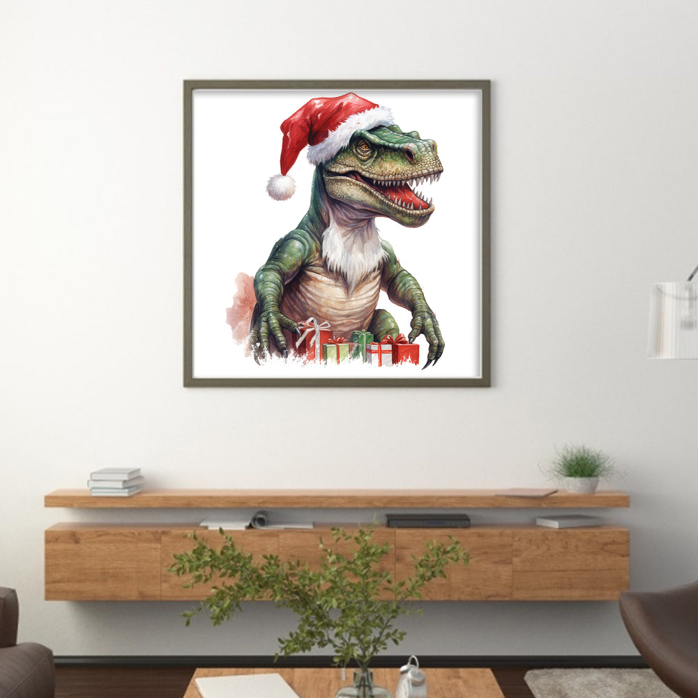 Christmas Dinosaur - 18CT Stamped Cross Stitch 25*25CM