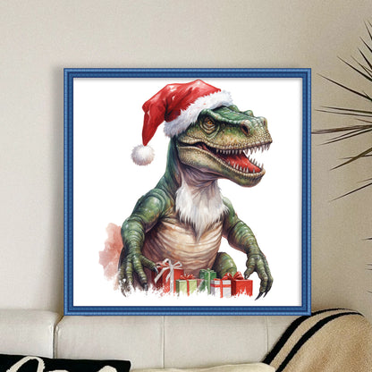 Christmas Dinosaur - 18CT Stamped Cross Stitch 25*25CM