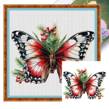 Christmas Butterfly - 18CT Stamped Cross Stitch 25*25CM