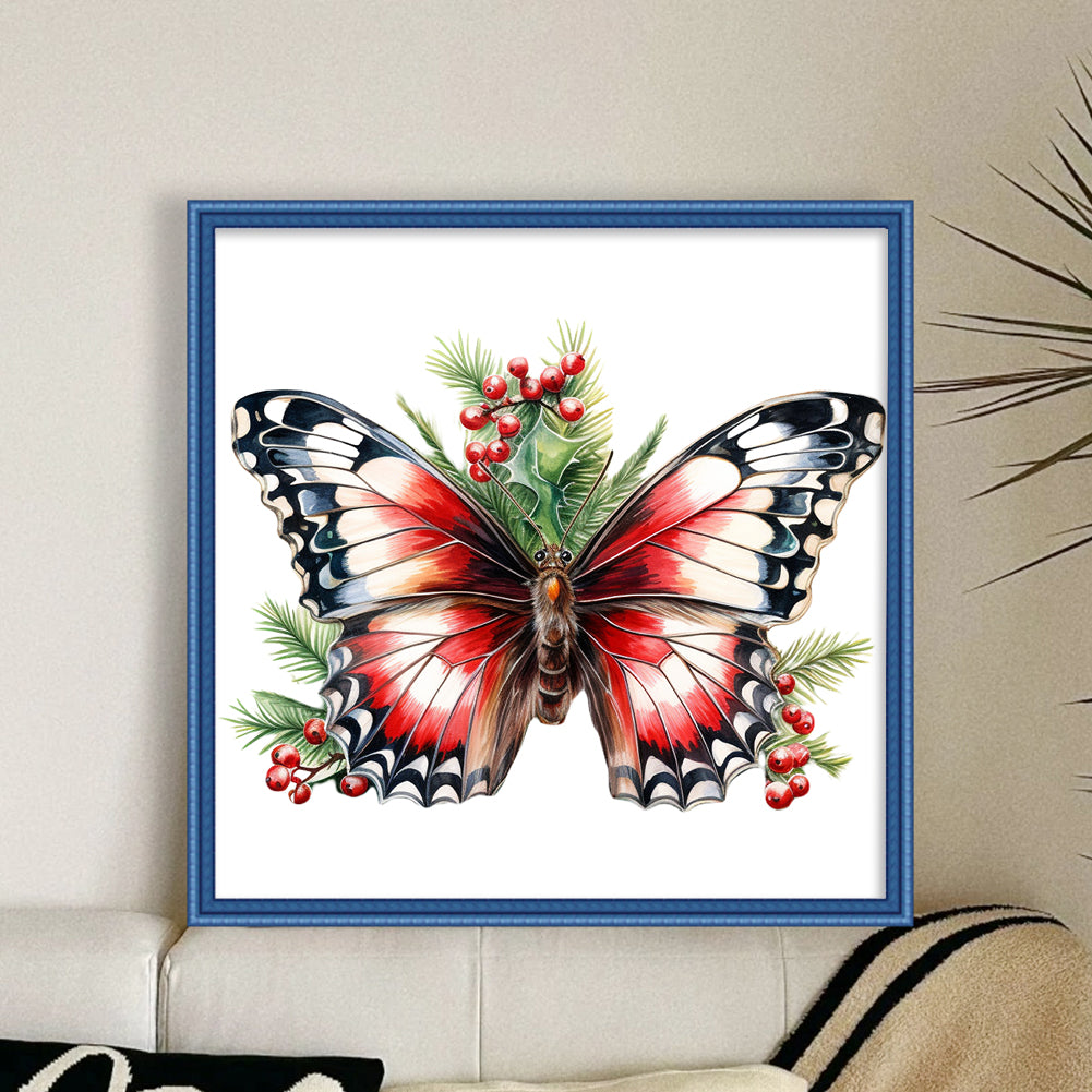 Christmas Butterfly - 18CT Stamped Cross Stitch 25*25CM