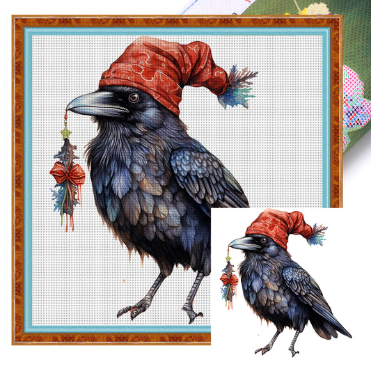 Christmas Crow - 18CT Stamped Cross Stitch 25*25CM