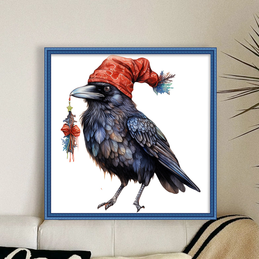 Christmas Crow - 18CT Stamped Cross Stitch 25*25CM