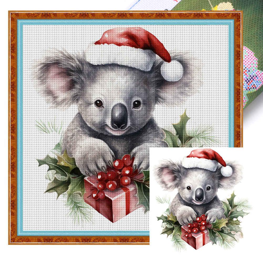 Christmas Koala - 18CT Stamped Cross Stitch 25*25CM