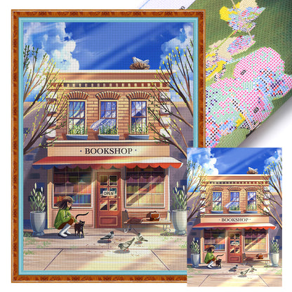 Spring Bookstore - 11CT Stamped Cross Stitch 50*70CM