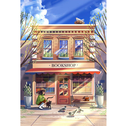 Spring Bookstore - 11CT Stamped Cross Stitch 50*70CM