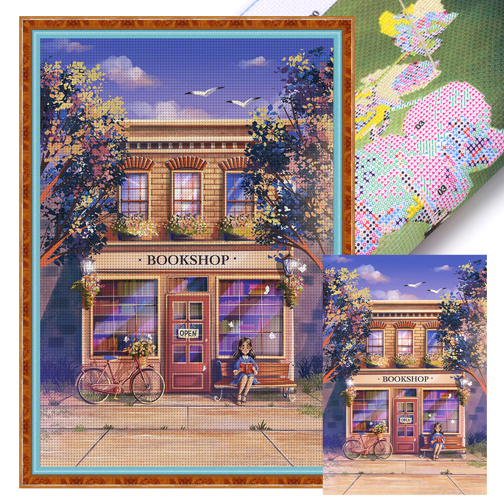 Summer Bookstore - 11CT Stamped Cross Stitch 50*70CM
