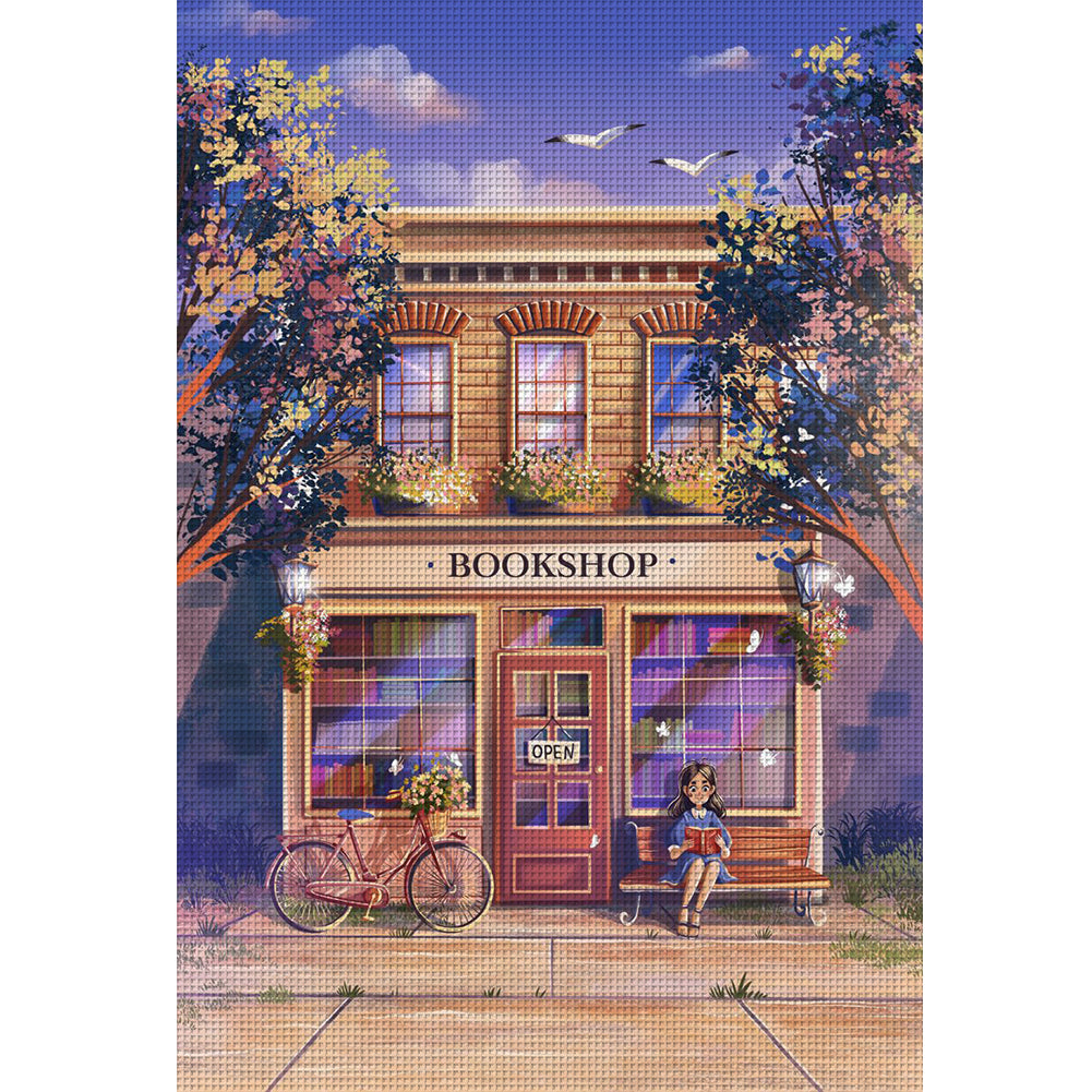 Summer Bookstore - 11CT Stamped Cross Stitch 50*70CM