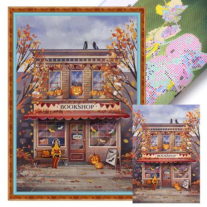Autumn Bookstore - 11CT Stamped Cross Stitch 50*70CM