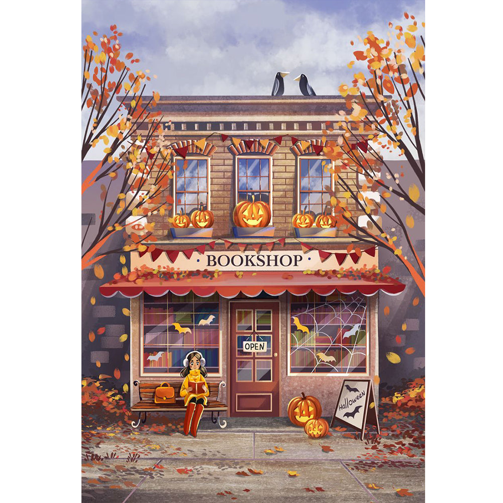 Autumn Bookstore - 11CT Stamped Cross Stitch 50*70CM