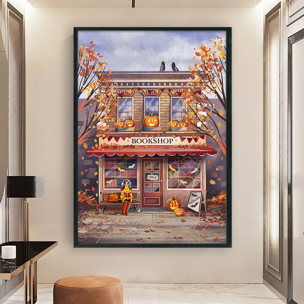 Autumn Bookstore - 11CT Stamped Cross Stitch 50*70CM