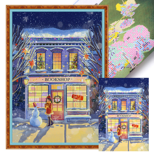 Winter Bookstore - 11CT Stamped Cross Stitch 50*70CM