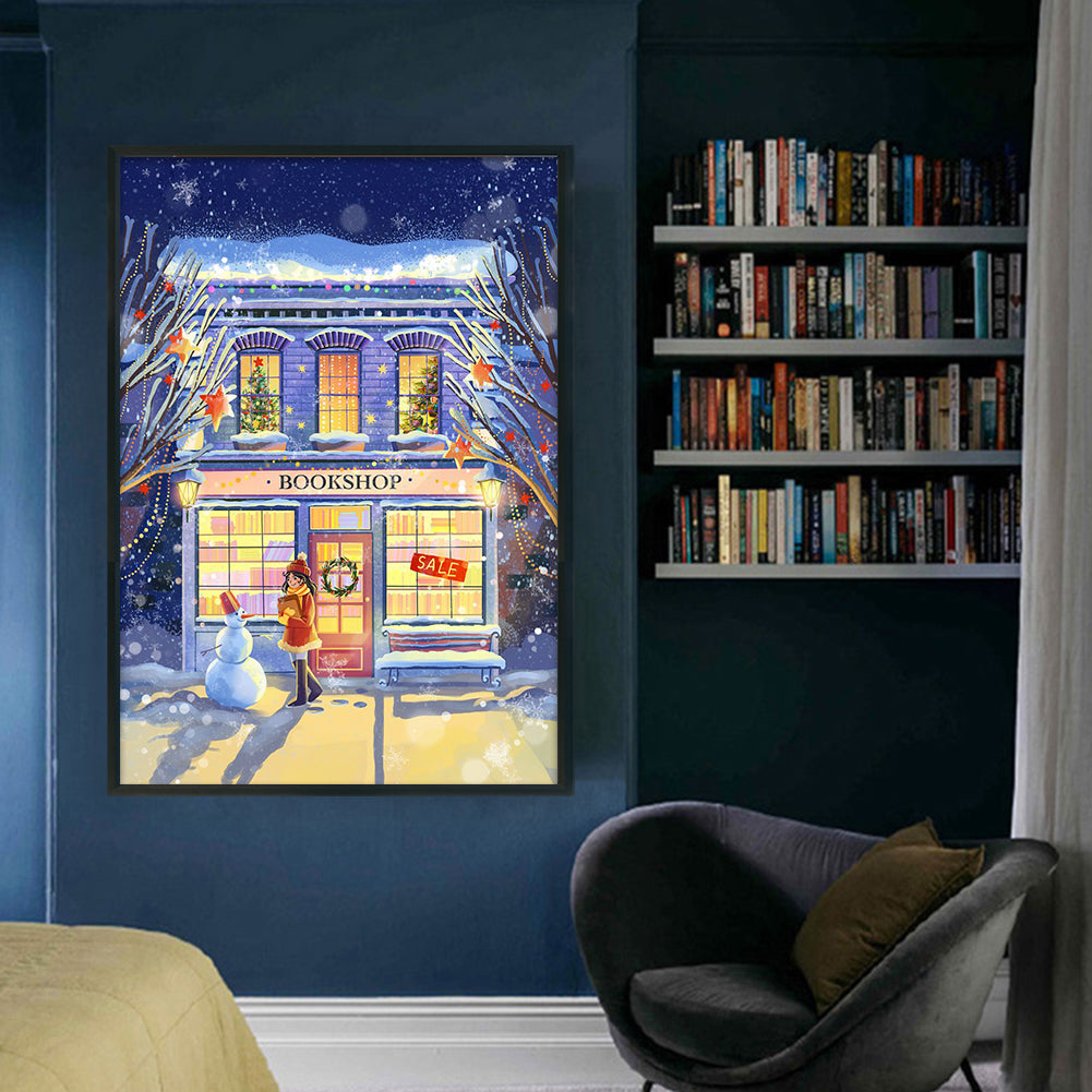 Winter Bookstore - 11CT Stamped Cross Stitch 50*70CM