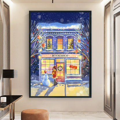 Winter Bookstore - 11CT Stamped Cross Stitch 50*70CM