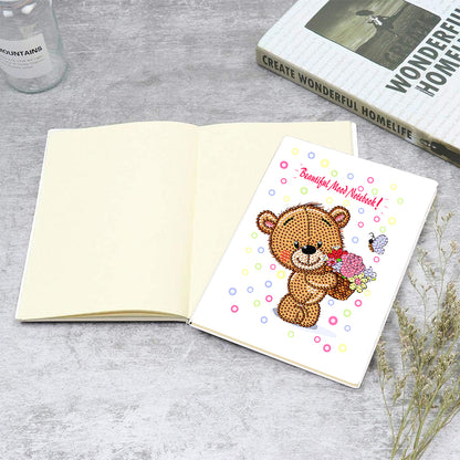 50 Pages A5 Special Shaped Diamond Painting Diary Book for Teens (Love Bear)