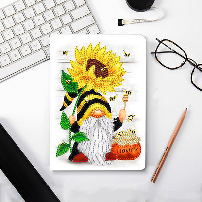 50 Pages A5 Special Shaped Diamond Painting Diary Book for Teen(Gnome Sunflower)