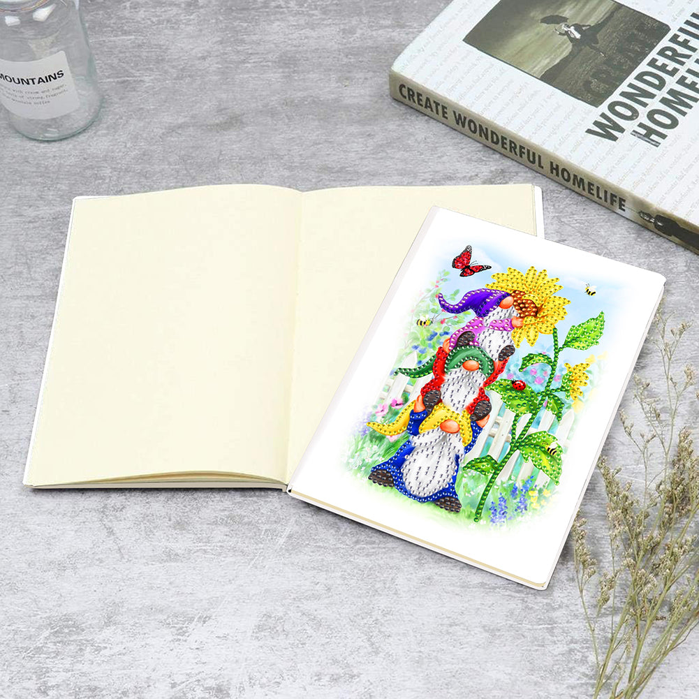 50 Pages A5 Special Shaped Diamond Painting Diary Book for Teens (Three Gnomes)