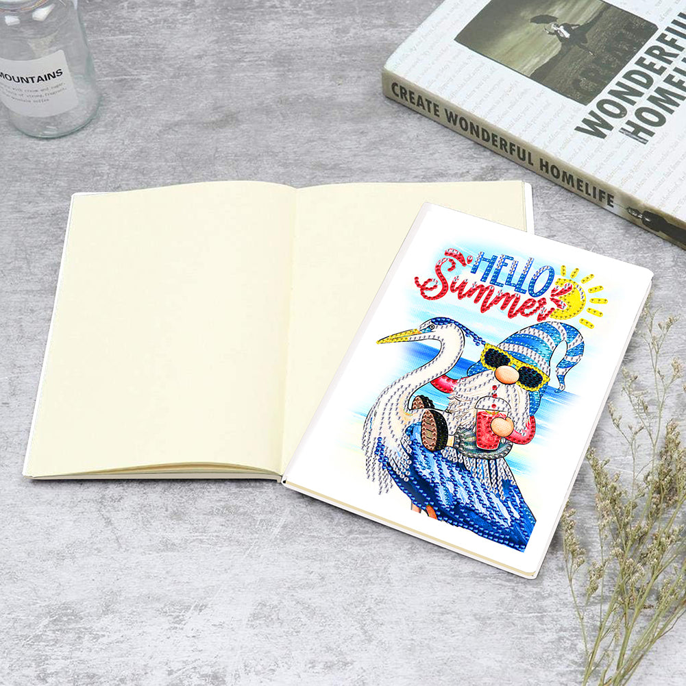 50 Pages A5 Special Shaped Diamond Painting Diary Book for Teens (Seaside Gnome)