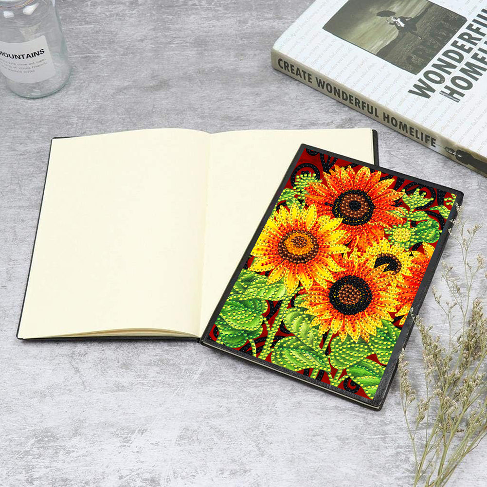 50 Pages A5 Special Shaped Diamond Painting Diary Book for Teens (Sunflower)