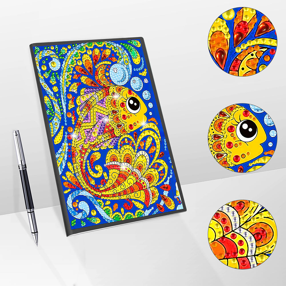 50 Pages A5 Special Shaped Diamond Painting Diary Book for Teens (Abstract Carp)