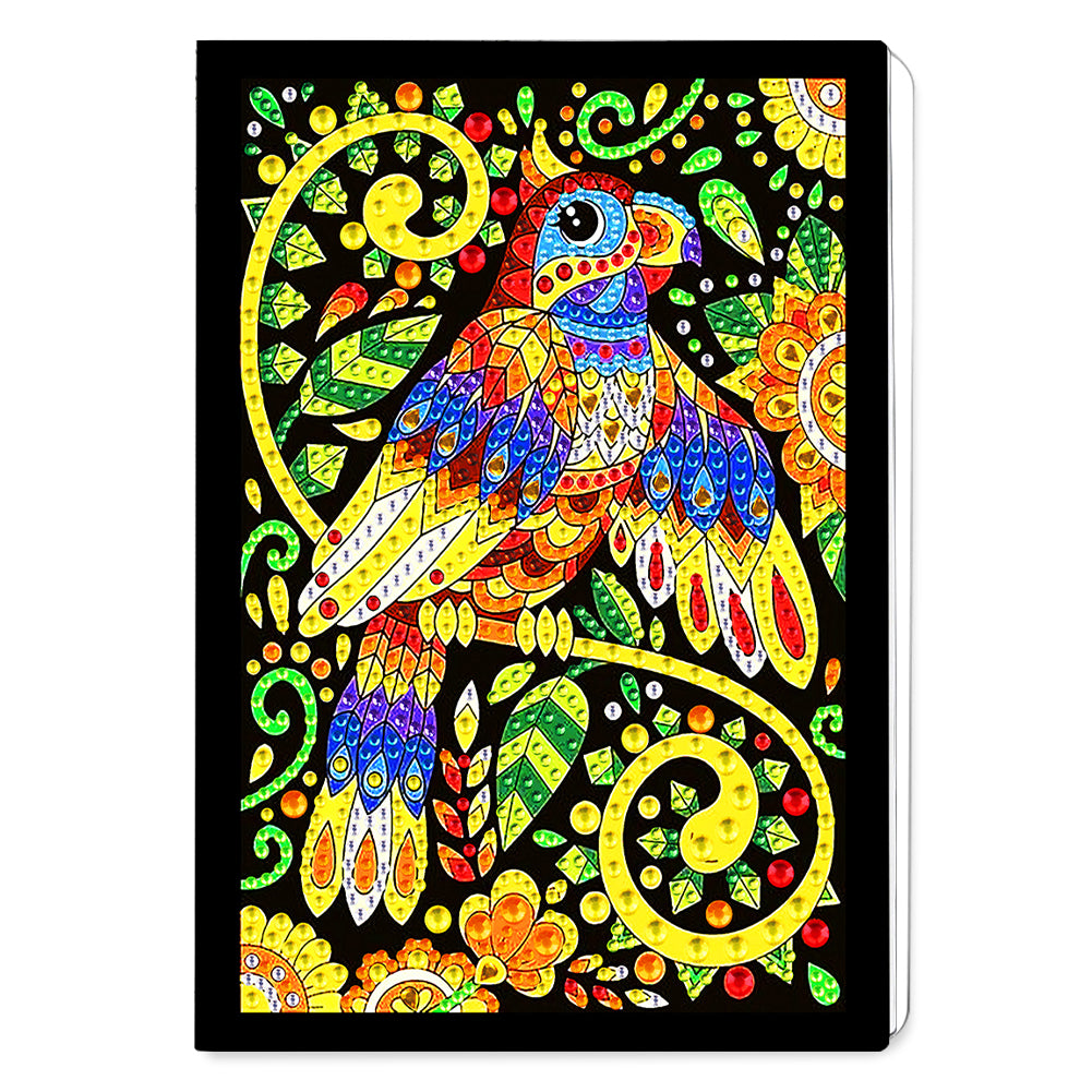 50 Pages A5 Special Shaped Diamond Painting Diary Book for Teen(Abstract Parrot)