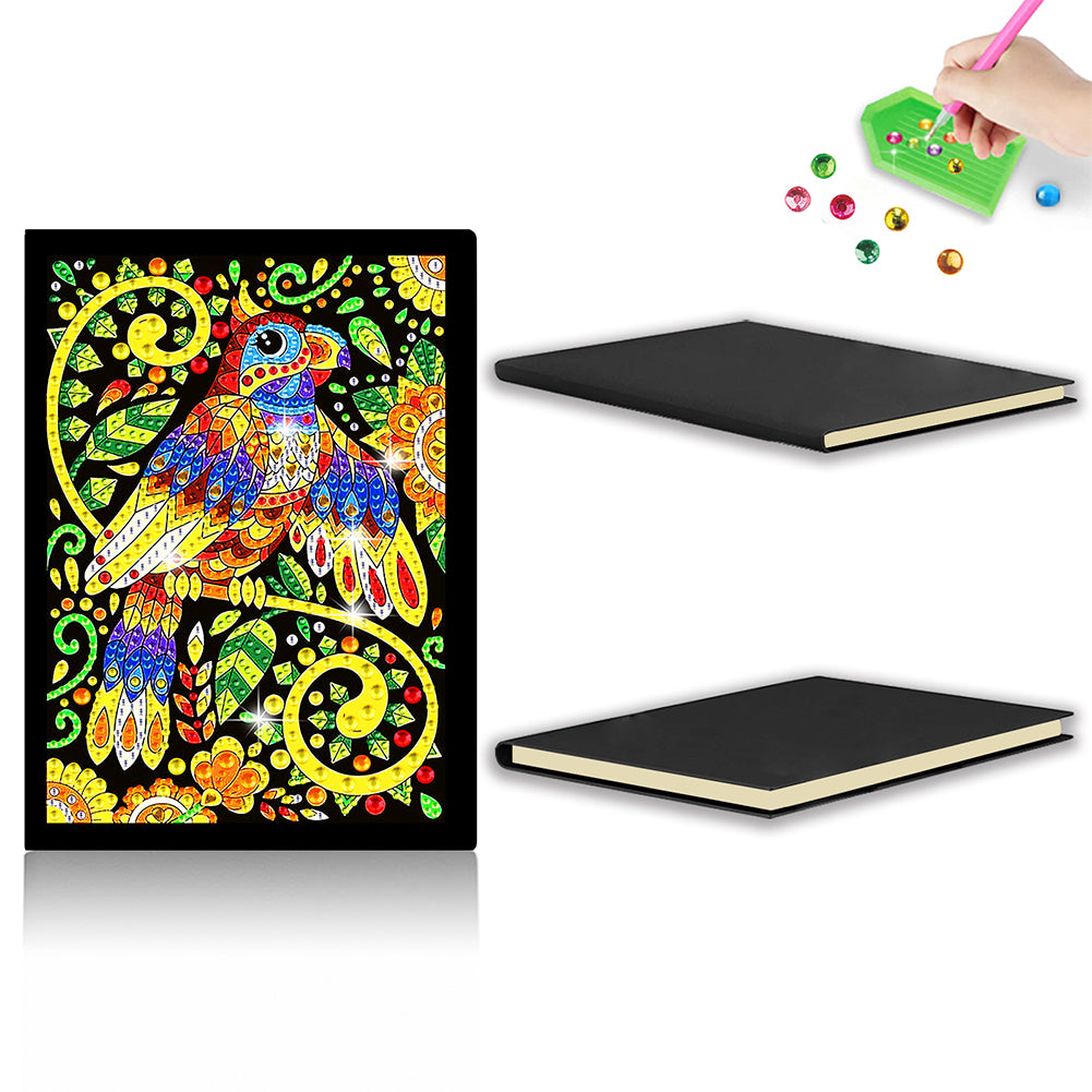 50 Pages A5 Special Shaped Diamond Painting Diary Book for Teen(Abstract Parrot)