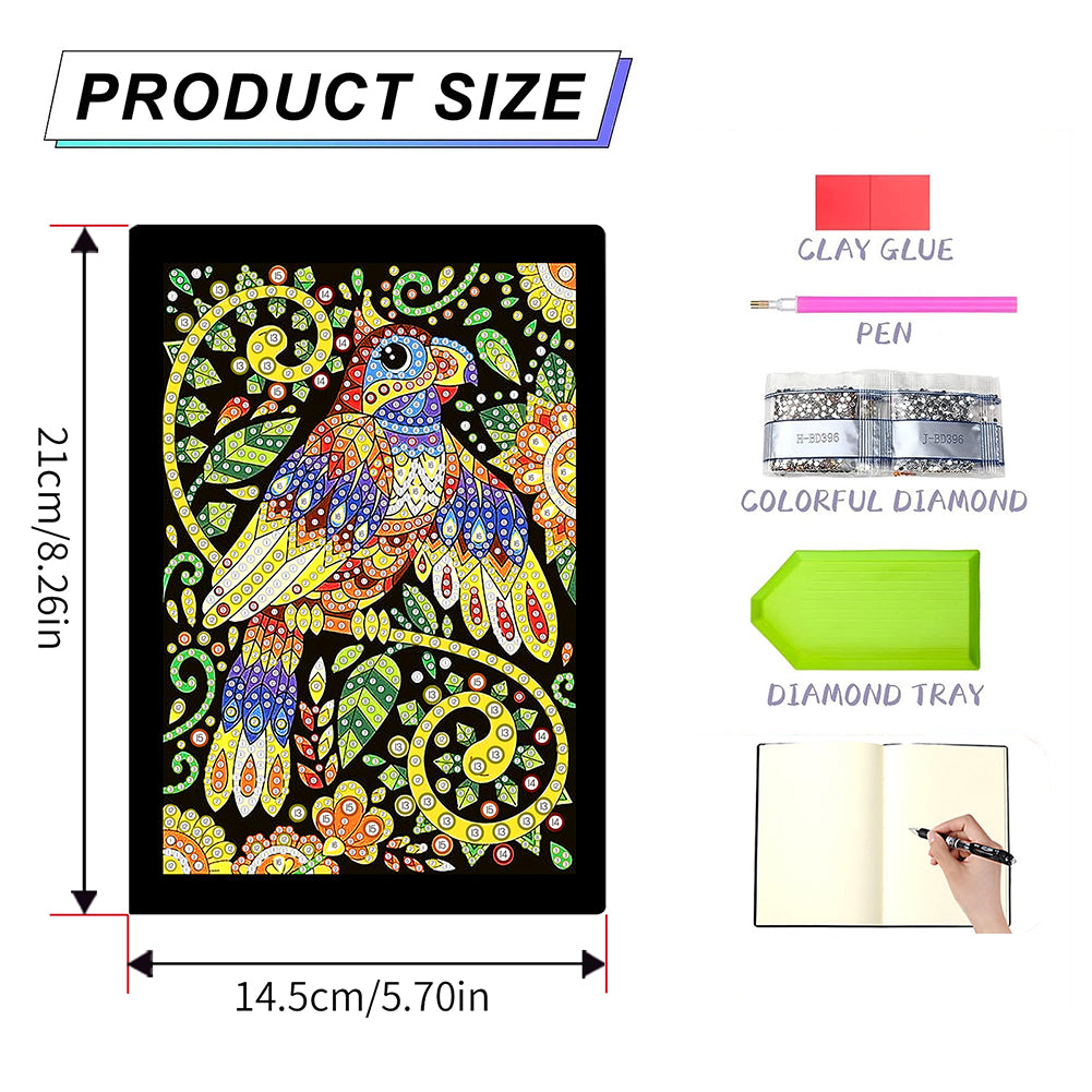 50 Pages A5 Special Shaped Diamond Painting Diary Book for Teen(Abstract Parrot)