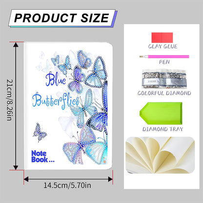 50 Pages A5 Special Shaped Diamond Painting Diary Book (Classic Butterfly)