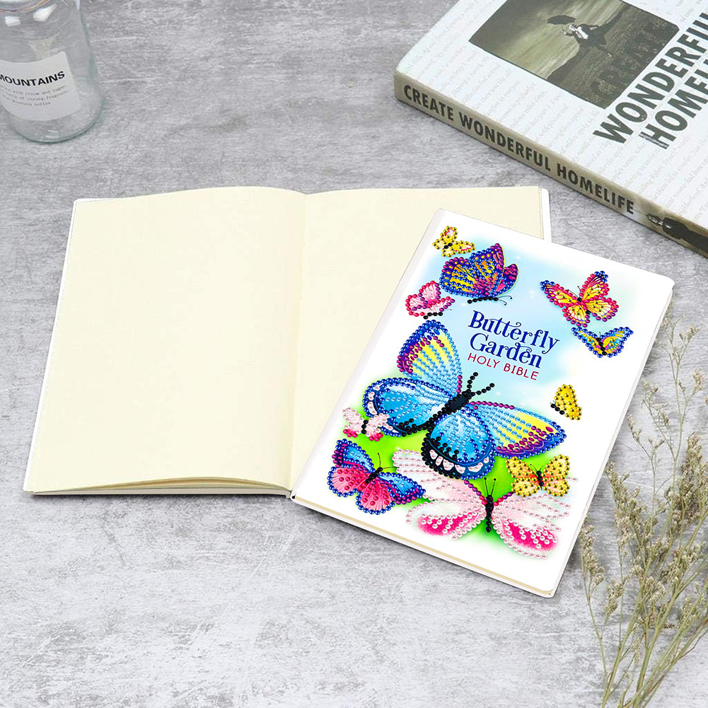 50 Pages A5 Special Shaped Diamond Painting Diary Book (Butterfly Gardens)