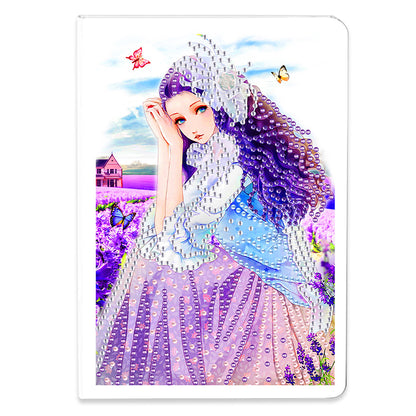 50 Pages A5 Special Shaped Diamond Painting Diary Book for Teens (Lavender Girl)