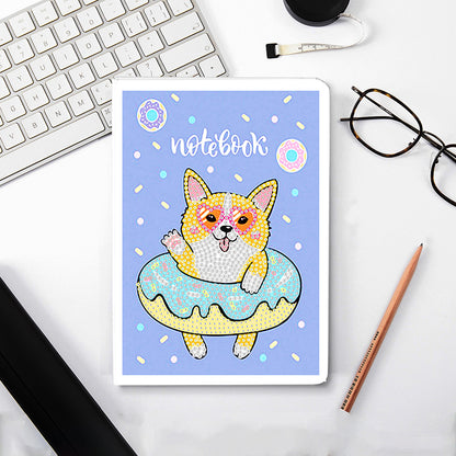 50 Pages A5 Special Shaped Diamond Painting Diary Book (Cartoon Donut Corgi)