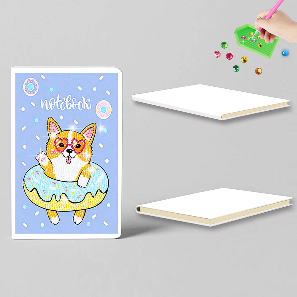 50 Pages A5 Special Shaped Diamond Painting Diary Book (Cartoon Donut Corgi)