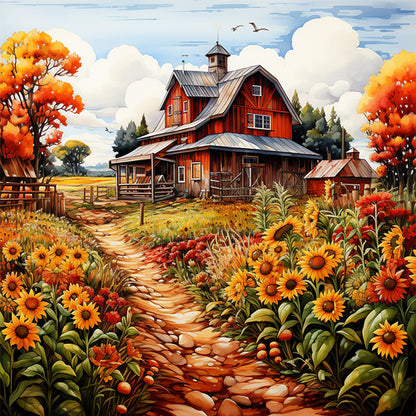 Sunflower Farm - 11CT Stamped Cross Stitch 50*50CM