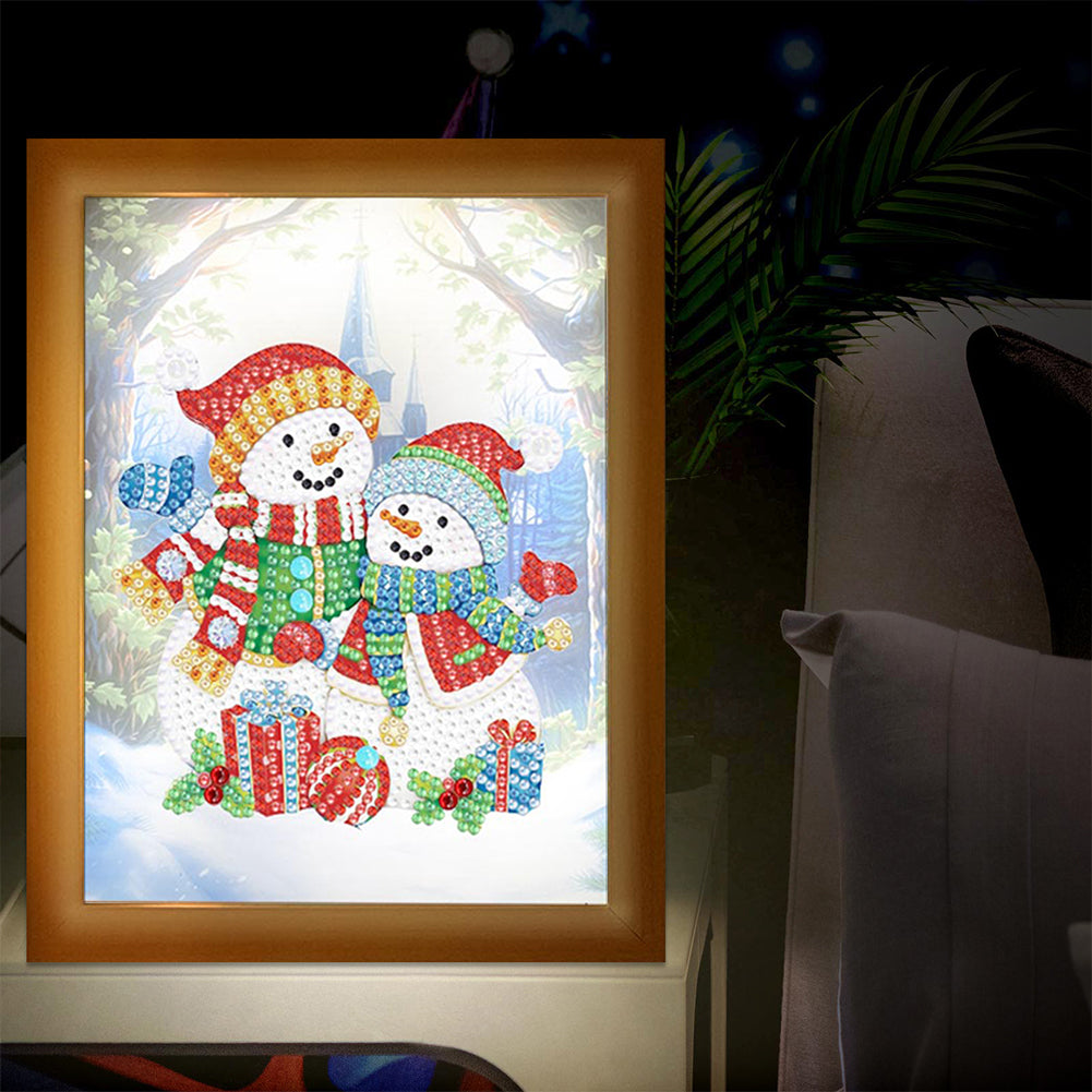 Special Shaped Diamond Painting Kit with Lights 17x22cm (Christmas Snowman #1)