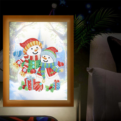 Special Shaped Diamond Painting Kit with Lights 17x22cm (Christmas Snowman #1)