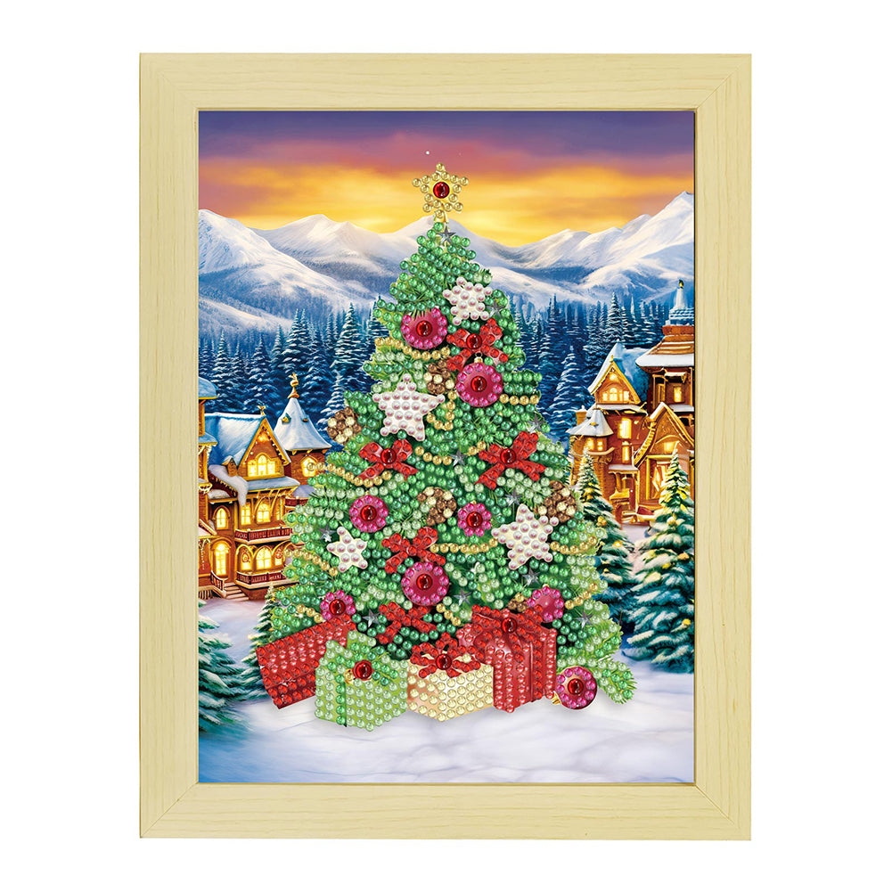 Special Shaped Diamond Painting Kit with Lights 17x22cm (Christmas Tree)