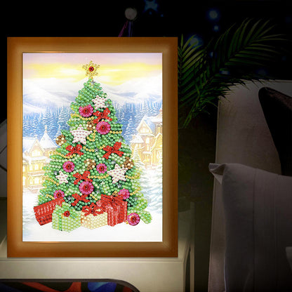 Special Shaped Diamond Painting Kit with Lights 17x22cm (Christmas Tree)