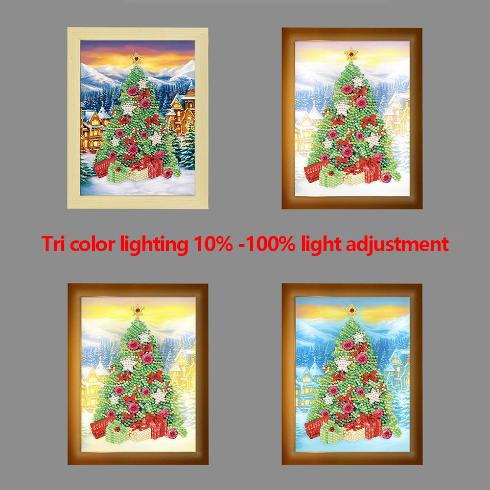 Special Shaped Diamond Painting Kit with Lights 17x22cm (Christmas Tree)