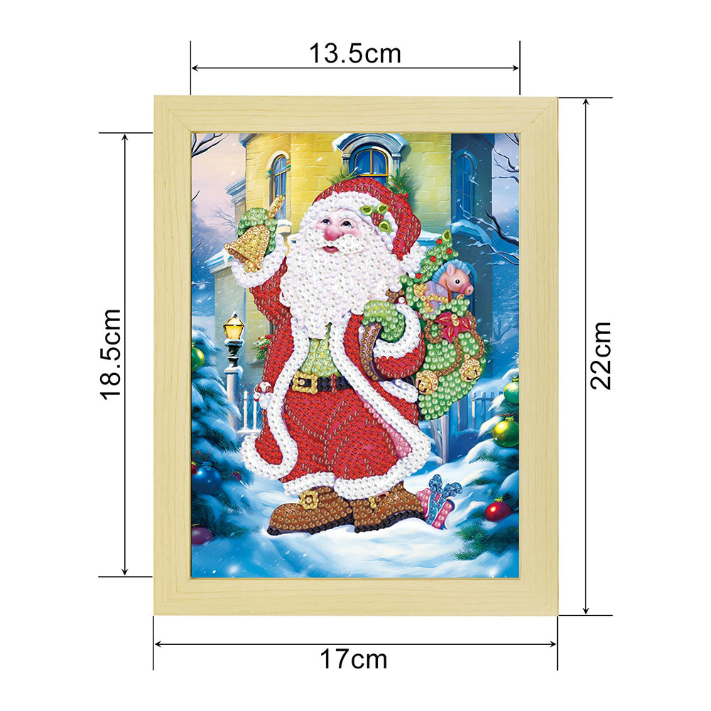 Special Shaped Diamond Painting Kit with Lights for Xmas Gifts 17x22cm (Santa)