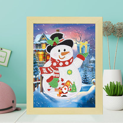 Special Shaped Diamond Painting Kit with Lights 17x22cm (Christmas Snowman #4)